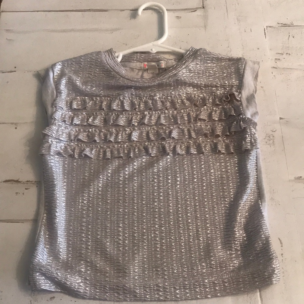 Crewcuts girls size 3 gold ruffle top.
